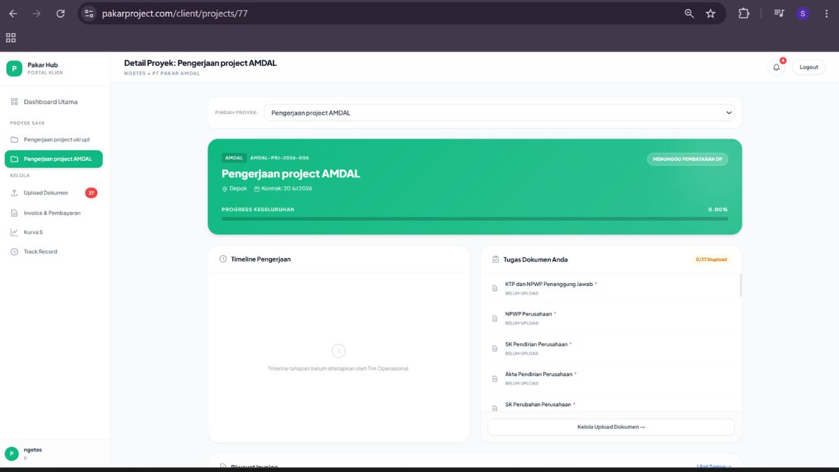 Sistem Timeline Project (Transparansi Klien)